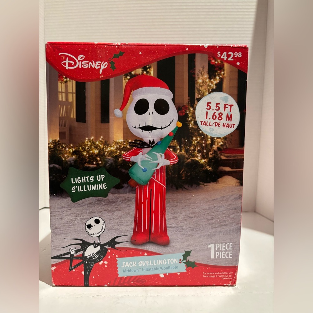 Disney Gemmy Airblown Outdoor Holiday Inflatable Jack Skellington Light Up 5.5ft